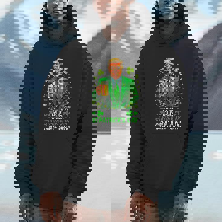 Make Saint Patrick's Day Great Again Usa Flag Trump Hoodie