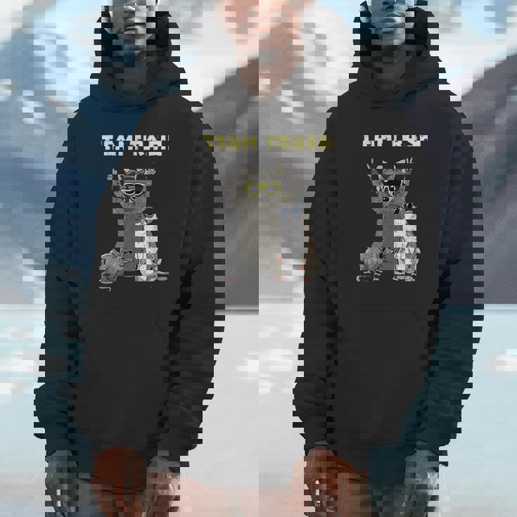 Team Trash Opossum Raccoon Rat Animals Garbage Gang Short Sleeve Unisex Hoodie