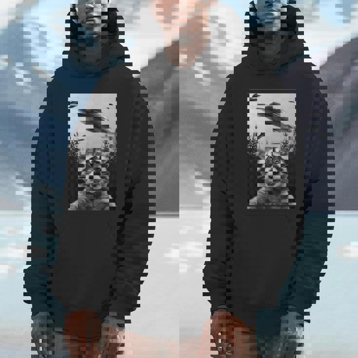 UFO Raccoon Hoodie - Unisex Fun Wear for Sci-Fi Lovers