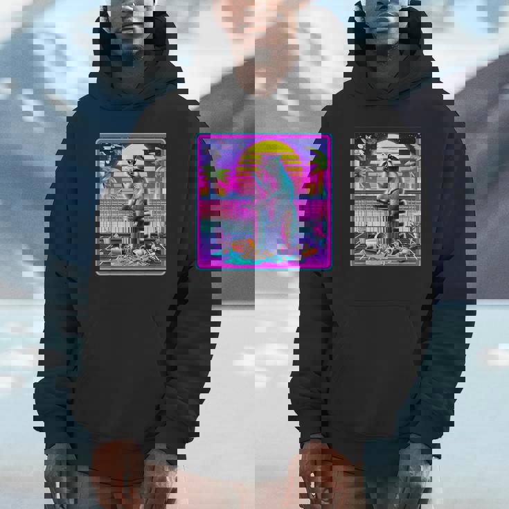 Vaporwave Raccoon Retrowave Synthwave Raccoon Meme Unisex Hoodie