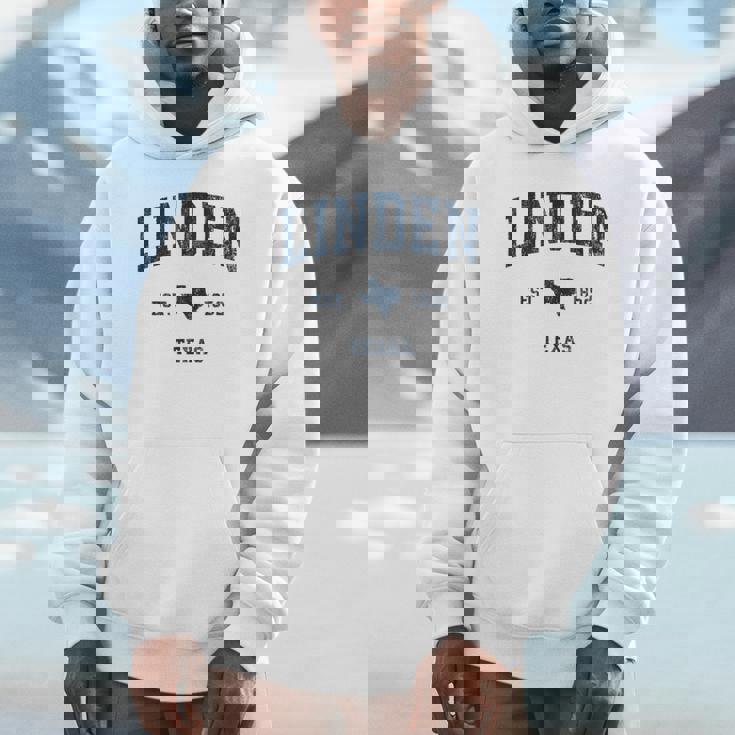 Linden Texas TX Vintage Athletic Navy Sports Unisex Hoodie