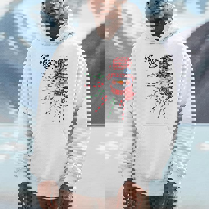 Snowman Mom Candy Cane Red Plaid Christmas Unisex Hoodie