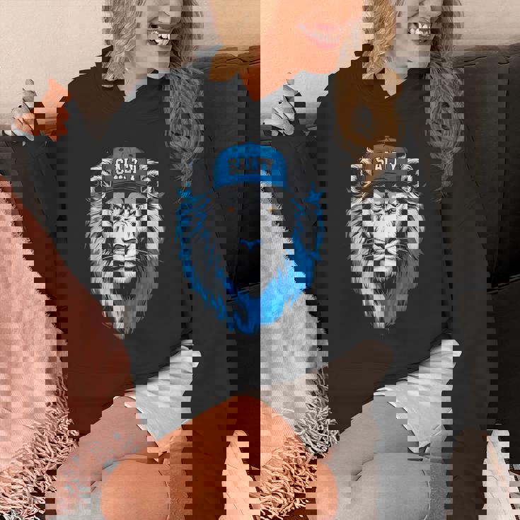 Blue Lions Salty Wearing Hat Salty Cool Lions Strong Lions Hoodie
