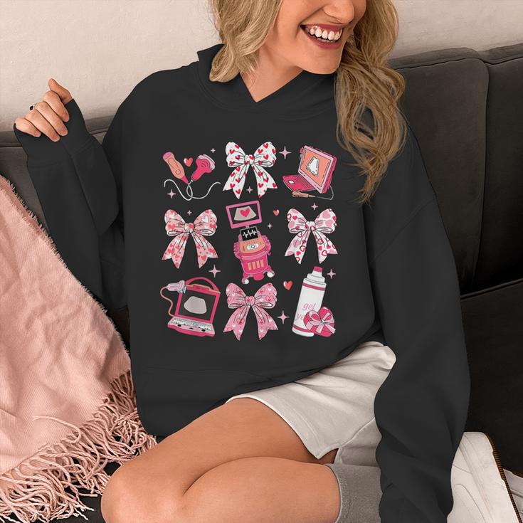 Coquette Bow Sonographer Valentine Ultrasound Tech Ob Tech Hoodie