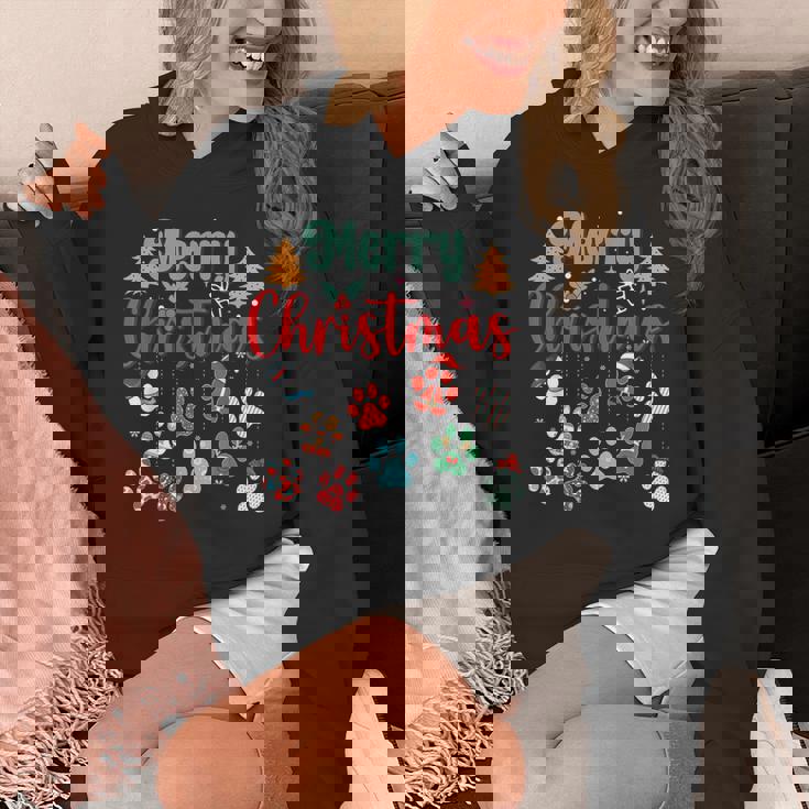 Merry Christmas Lights Dog Paw Red Plaid Dog Love Xmas Hoodie