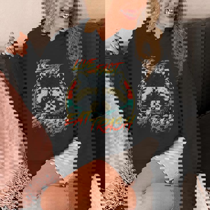 Retro Raccoon Hoodie - Live Fast Eat Trash - Unisex Casual Wear
