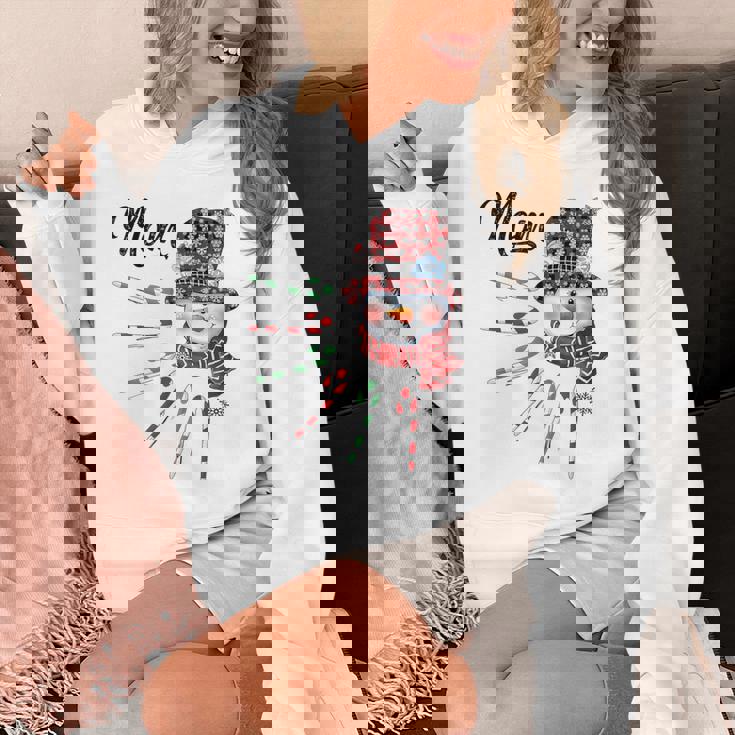 Snowman Mom Candy Cane Red Plaid Christmas Unisex Hoodie