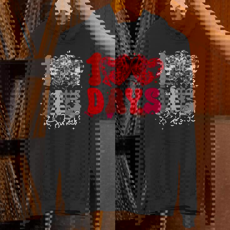 100 Days Of School Retro Disco Hearts 100Th Day Of School Hoodie