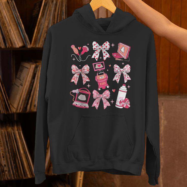 Coquette Bow Sonographer Valentine Ultrasound Tech Ob Tech Hoodie