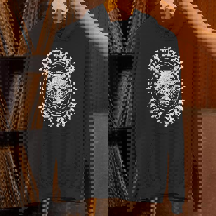 Gothic Raccoon Hoodie - Hail Satan with Trash-Eating Design