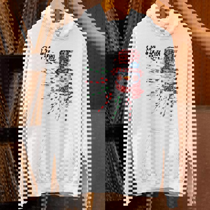 Snowman Mom Candy Cane Red Plaid Christmas Unisex Hoodie