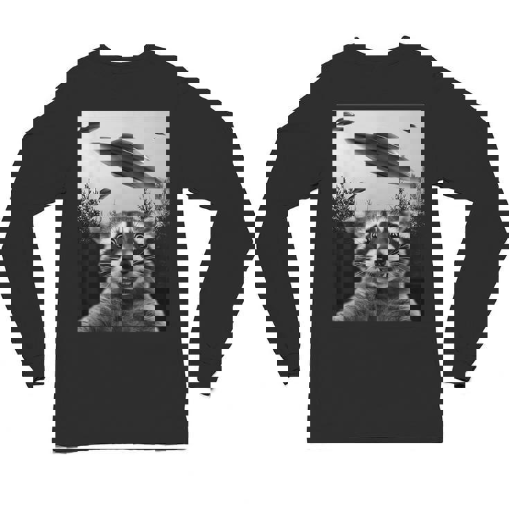 Alien UFO Raccoon Long Sleeve Unisex T-Shirt - Fun and Quirky Design