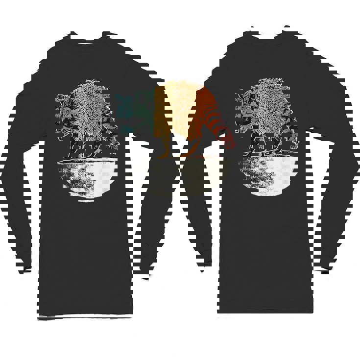 Retro Raccoon Unisex Long Sleeve T-Shirt - Vintage Moon Design