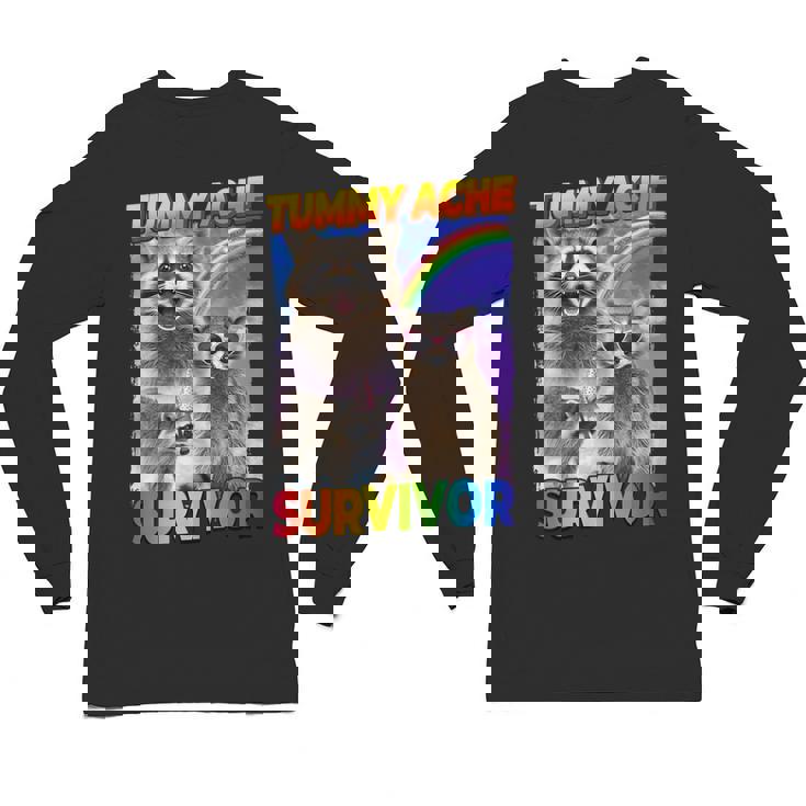 Tummy Ache Survivor Raccoon | Small Unisex Long Sleeve Tee