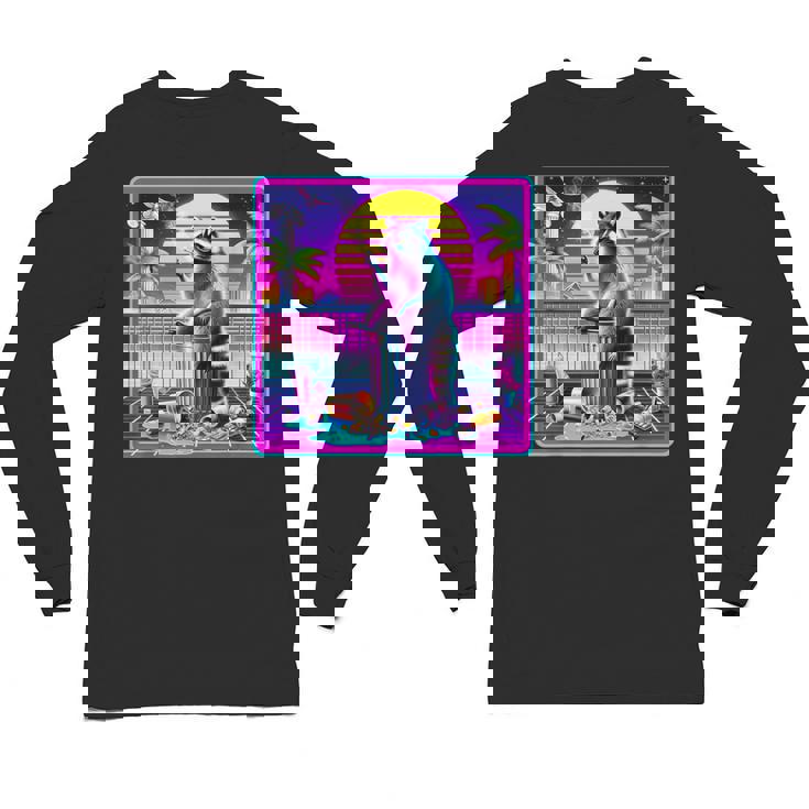 Vaporwave Raccoon Retrowave Synthwave Raccoon Meme Unisex Long Sleeve T-Shirt