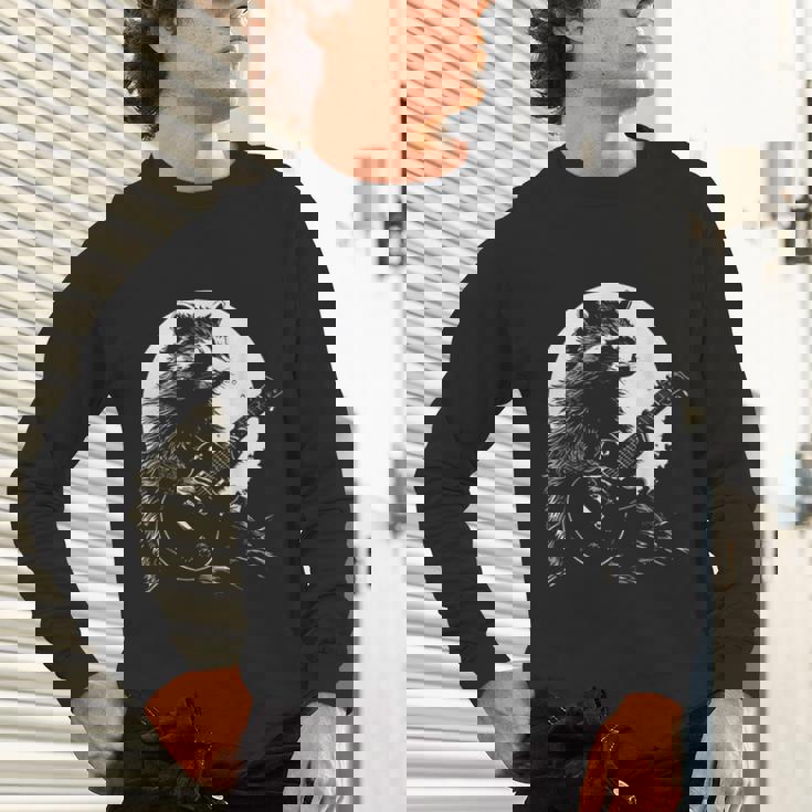 Raccoon Guitarist Moon Meme Unisex Long Sleeve T-Shirt