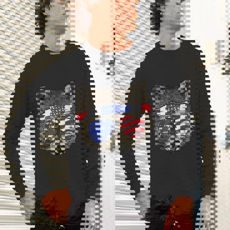 Raccoon USA Long Sleeve Tee - Patriotic July 4th Unisex Trash Panda