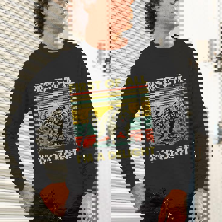 Retro 'I'm A Delight' Raccoon Unisex Long Sleeve Tee