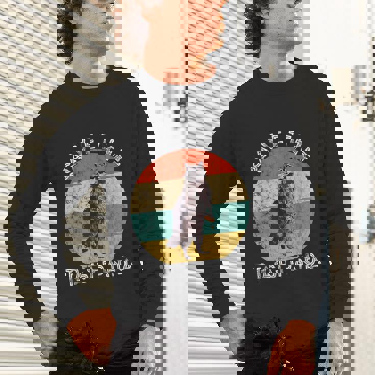 Save the Trash Panda Raccoon Long Sleeve | Retro Sunset Unisex Tee