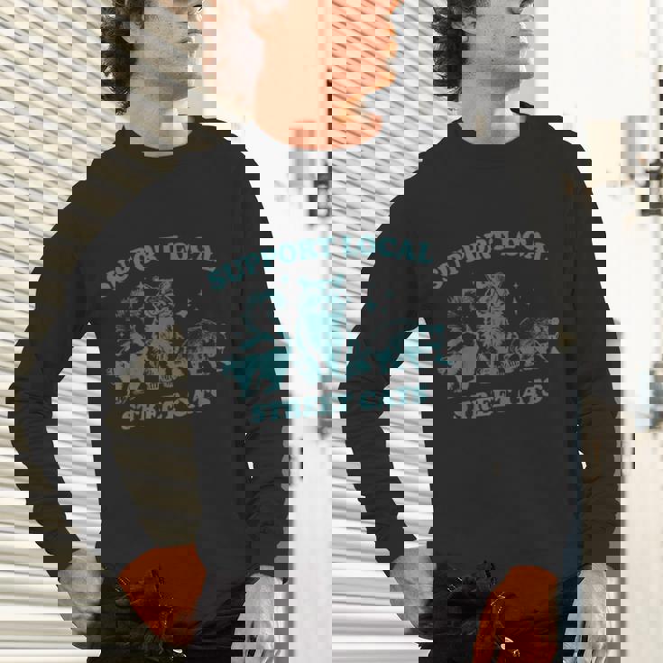 Support Local Wildlife Unisex Long Sleeve Tee - Raccoon & Friends