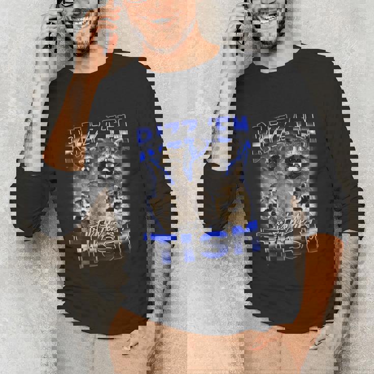 Autistic Raccoon Rizz Meme Unisex Long Sleeve T-Shirt