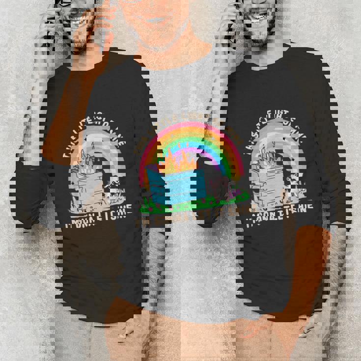 Groovy Dumpster Fire Raccoon Long Sleeve T-Shirt - Unisex
