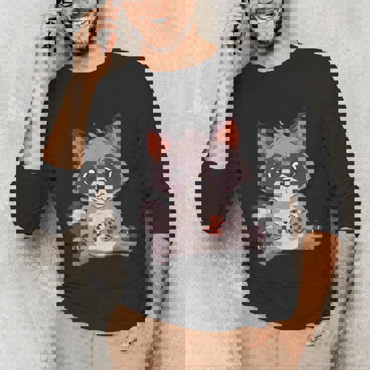 Raccoon Cookie Fan Unisex Long Sleeve T-Shirt - Fun & Quirky