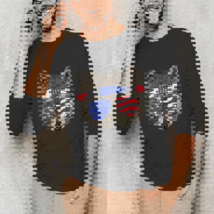 Raccoon USA Long Sleeve Tee - Patriotic July 4th Unisex Trash Panda