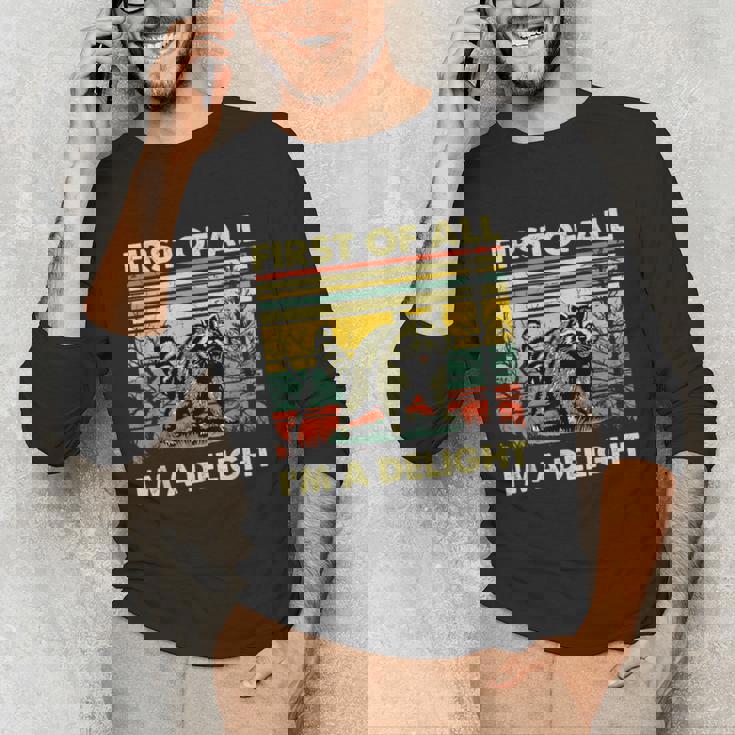 Retro 'I'm A Delight' Raccoon Unisex Long Sleeve Tee