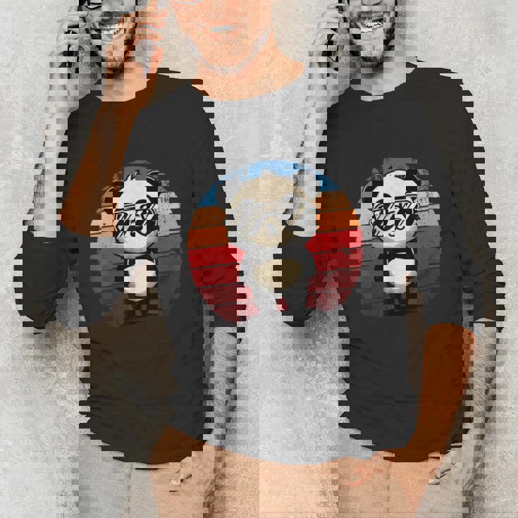 Retro Pool Party Panda Long Sleeve T-Shirt - Unisex BBQ Fun