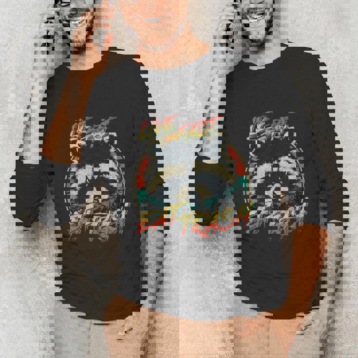 Retro Raccoon | Live Fast Eat Trash - Unisex Long Sleeve Tee