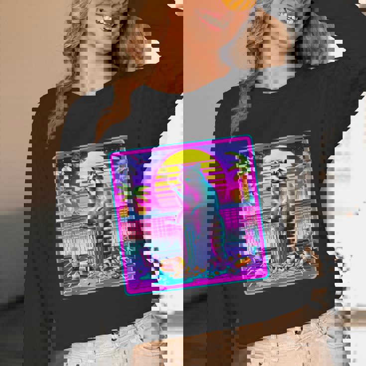 Vaporwave Raccoon Synthwave Unisex Long Sleeve Tee | Retro Vibes