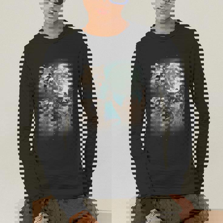 Raccoon Howling at Moon Men's Long Sleeve T-Shirt | Quirky Gift