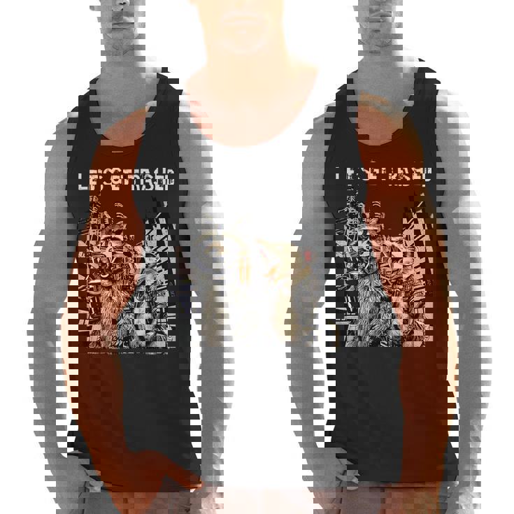 Let's Get Trashed Men’s Tank Top | Fun Raccoon & Opossum Beer Design