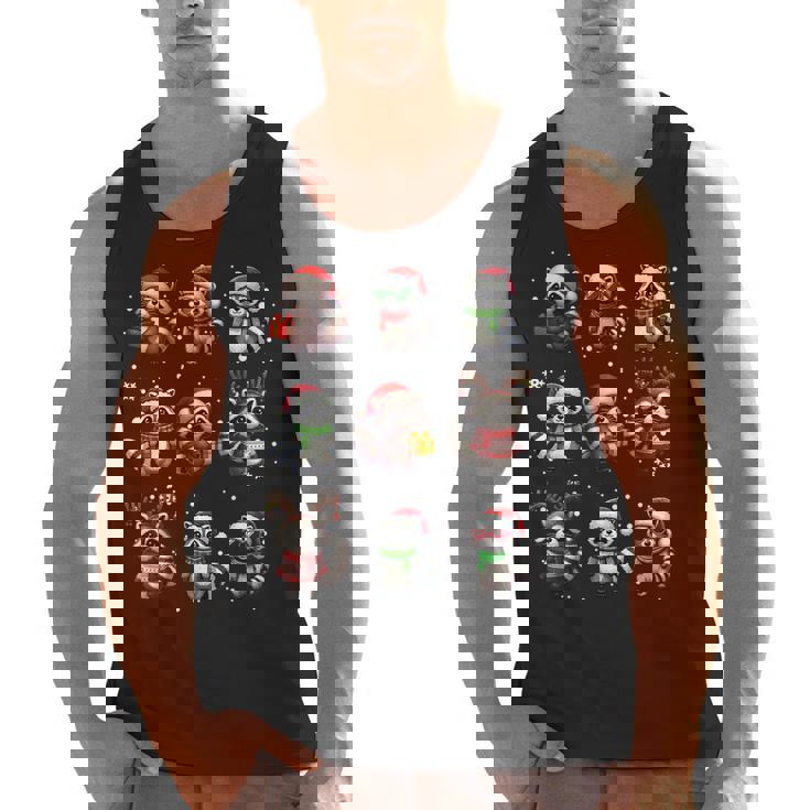 Raccoon Christmas Pajama Tank Top for Men – Festive Lights Design