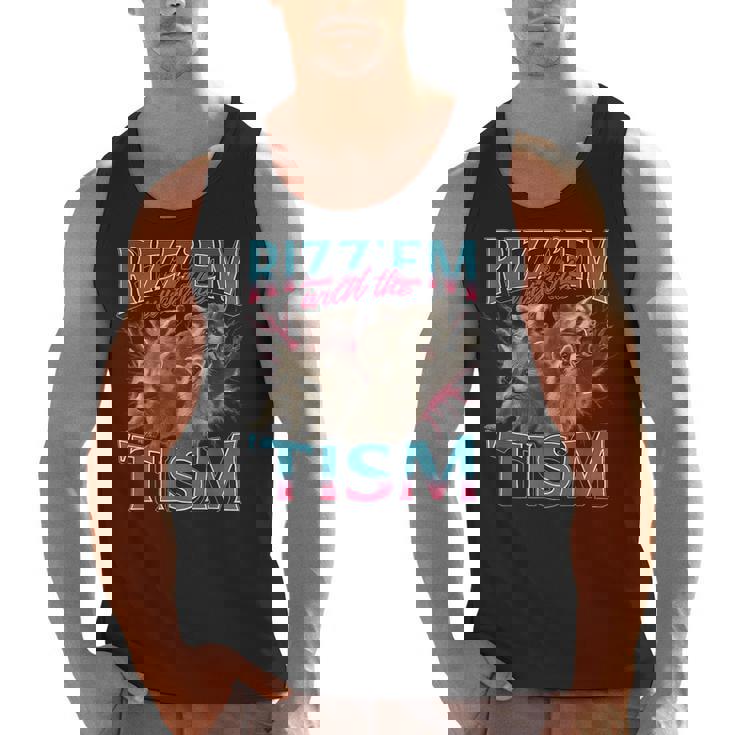 Rizz Em With The Tism Meme Autism Autistic Raccoon Men Tank Top