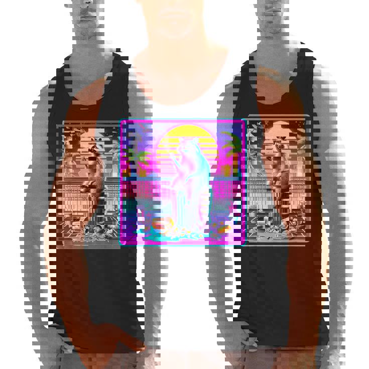 Vaporwave Raccoon Tank Top - Retro Synthwave Aesthetic for Men