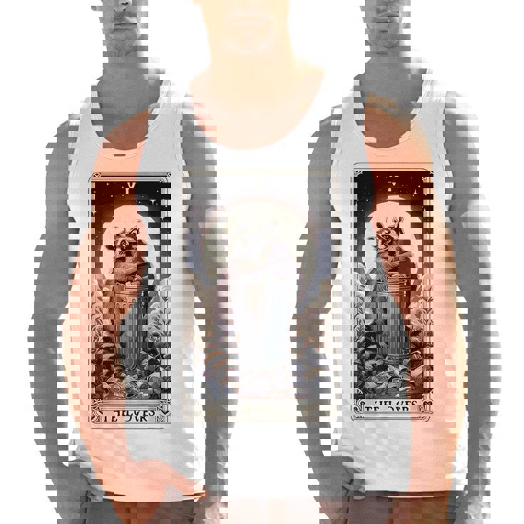 Raccoon Lovers Tarot Card Men's Tank Top | Rustic Design