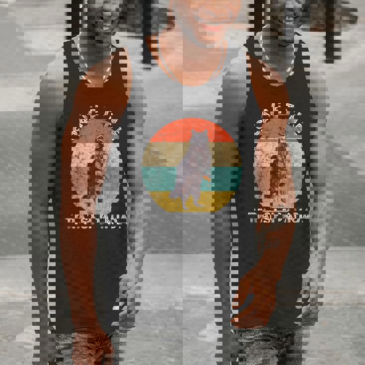 Save the Raccoon Tank Top - Retro Sunset Design for Men