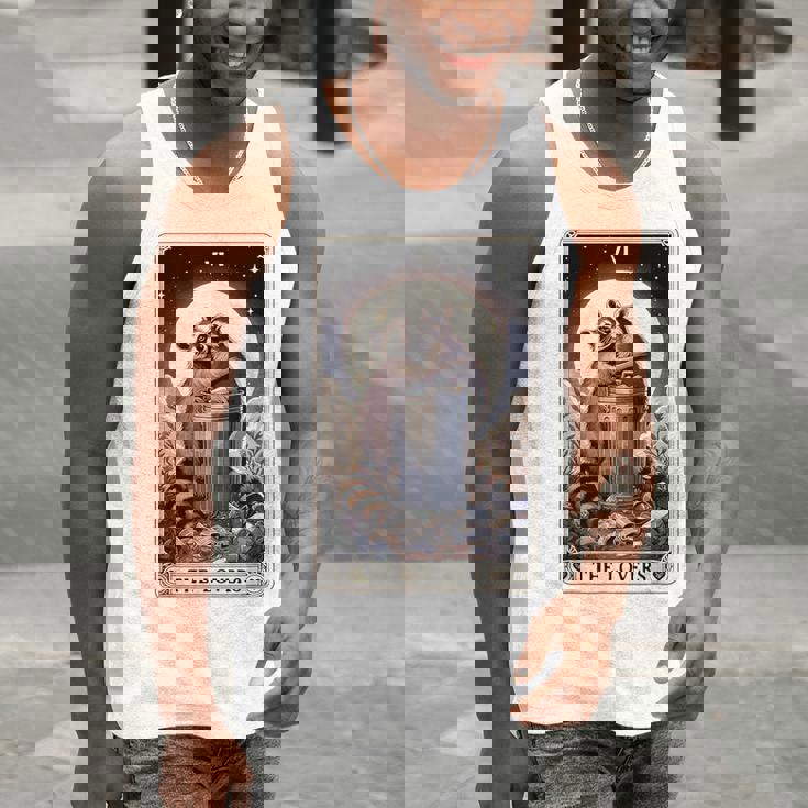 Raccoon Lovers Tarot Card Men's Tank Top | Rustic Design