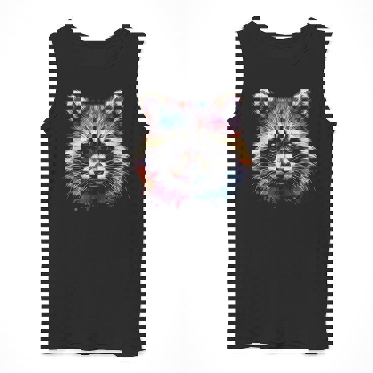 Watercolor Raccoon Tank Top - Classic Small Collarless Design