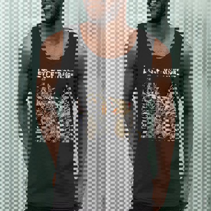 Let's Get Trashed Men’s Tank Top | Fun Raccoon & Opossum Beer Design