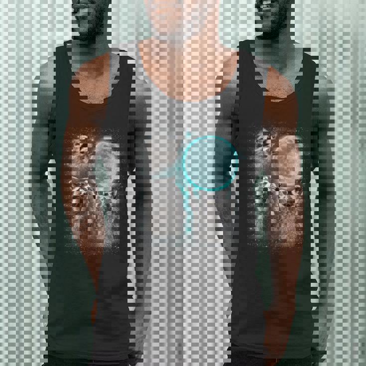 Men's Tank Top - Raccoons Howling at the Moon - Quirky Novelty Design