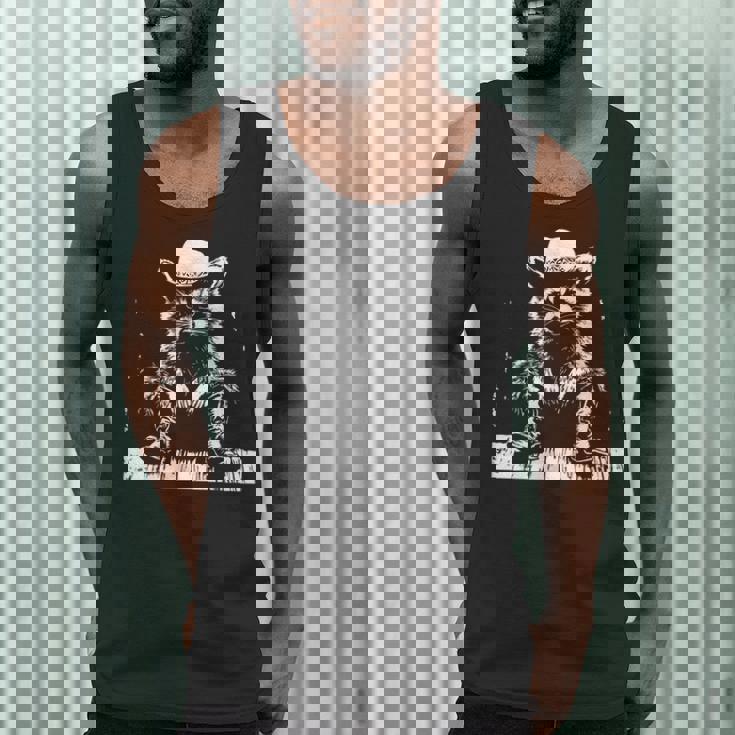 Raccoon Cowboy Western Tank Top - Fun for Adults & Kids