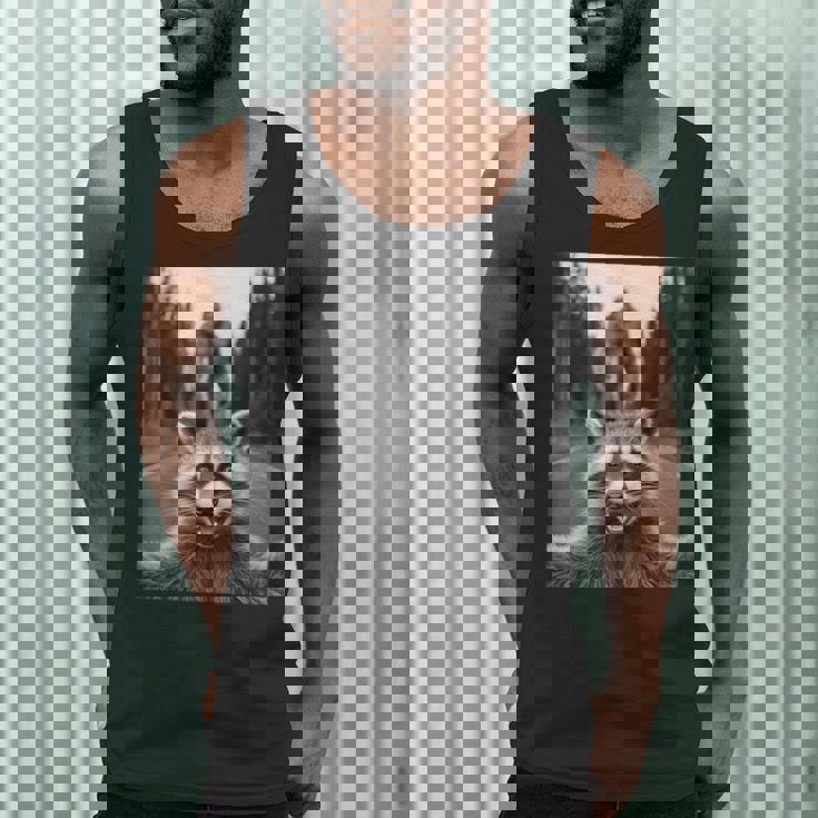 Raccoon & Sasquatch Selfie Men's Tank Top | Quirky Outdoor