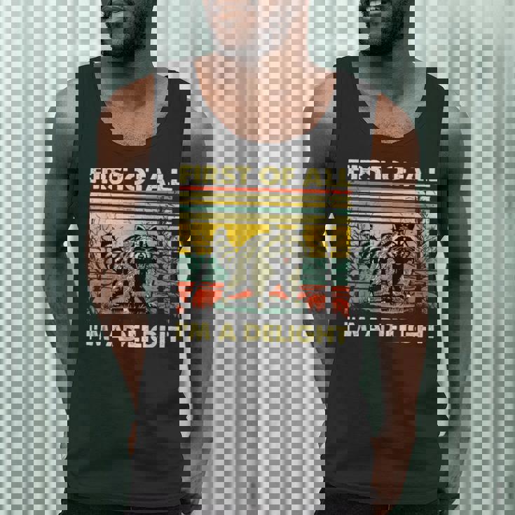 Retro Angry Raccoon Tank Top for Men – Humorous Animal Delight