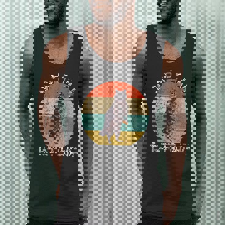 Save the Raccoon Tank Top - Retro Sunset Design for Men
