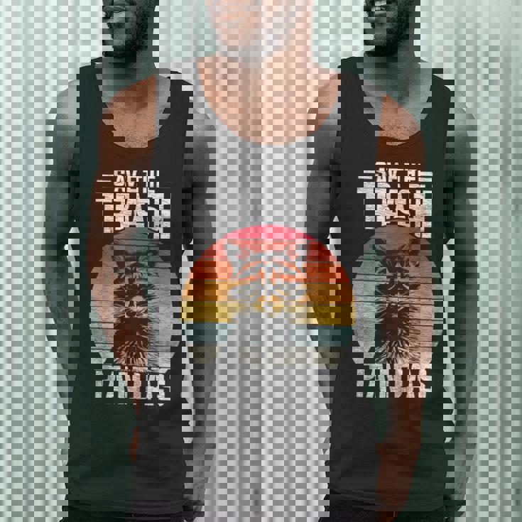 Vintage Retro Save The Trash Pandas Raccoon Men Tank Top