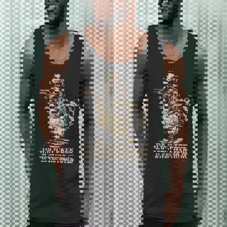 Vintage Western Humor Raccoon Tank Top - Cowboy Raccoon Design for Men