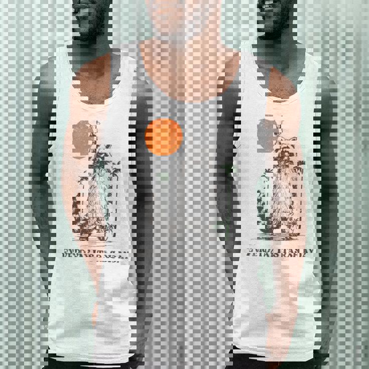 Everyday Is Trash Day Retro 90s Sunset Raccoon Trash Panda Men Tank Top
